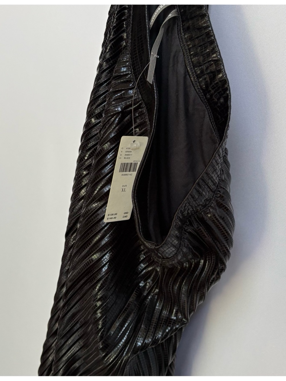 NWT Anthropologie Metallic Black Lightweight Flowy Pleated Midi Skirt,XL - Picture 8 of 13